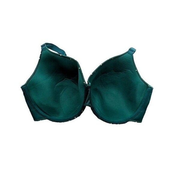 Lane Bryant Cacique Bra Lightly LIned Full Cov Green Polka Dot Sz 46DD - Picture 5 of 9